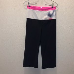 Lululemon Roll Down Flare Crops athletic yoga workout pants black pink